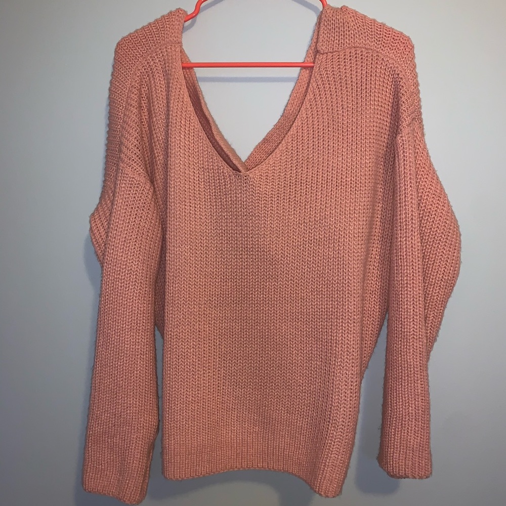 Pink Sweater with Tied Back